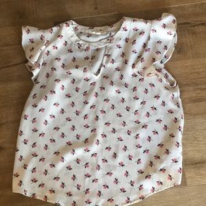 Mine rose print short sleeve top, large.